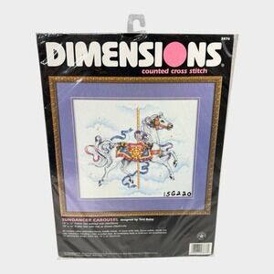 Dimensions Cross Stitch Kit Unisex OS White New Sundancer Carousel 3876 Vintage